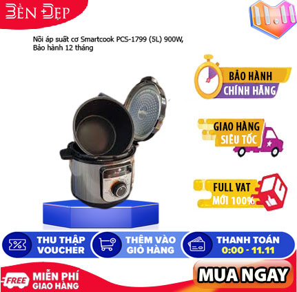 [XẢ TỒN]Nồi áp suất cơ Smartcook PCS-1799 (5L) 900W  (Giá áp dụng giao tại HN, HCM& các tỉnh liên hệ shop)
