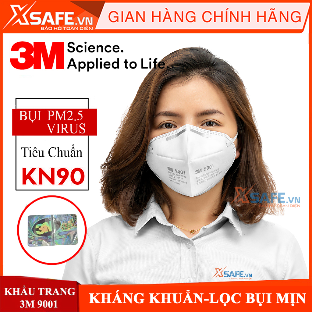 Khẩu trang y tế 3M 9001A Khẩu trang 3D 4 lớp kháng viruss, chống bụi mịn, phòng dịch, khẩu trang3M vải không dệt-
