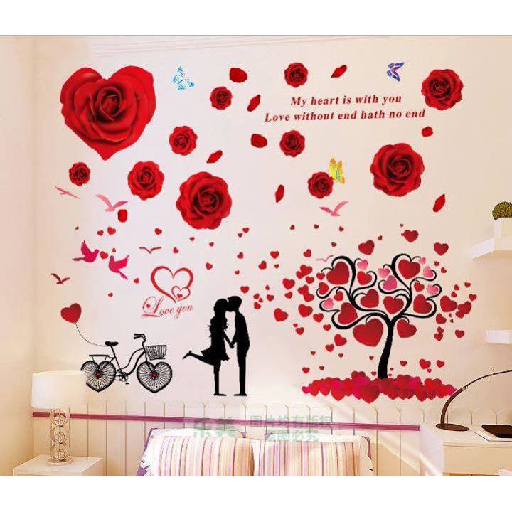 [HCM]Decal Tranh Dán Tường Phòng Ngủ Phòng Cưới Lãng Mạn 2 Amyshop