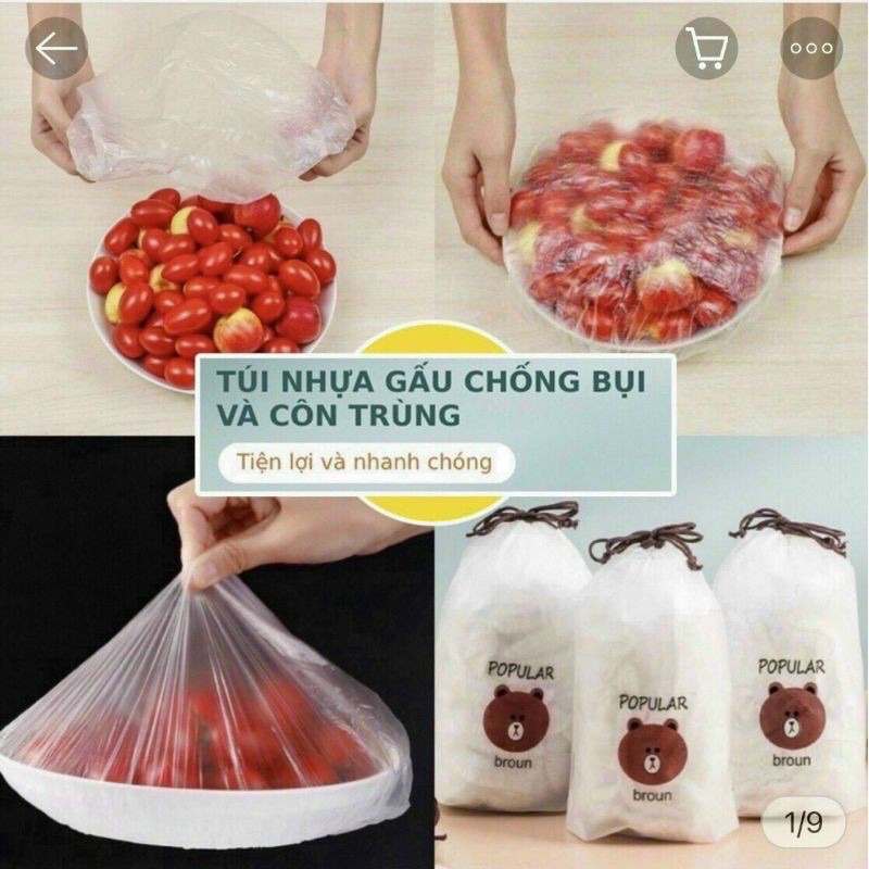 Màng Bọc Thực Phẩm Hình Gấu (Bộ 100 CÁi)