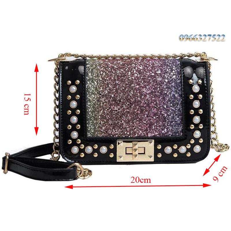 [HCM]Túi sequins cao cấp nạm đinh PKSR A030 (Màu ngẫu nhiên)