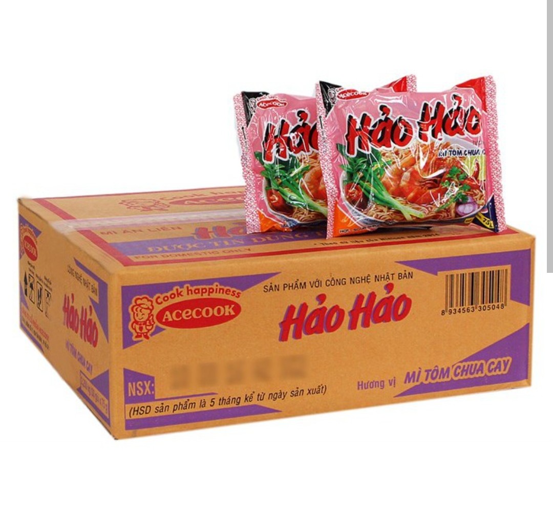 [HCM] Instant Noodles Hao Hao Noodles Spicy and Sour Shrimps Box of 30 Packs (1 pack of 75g)