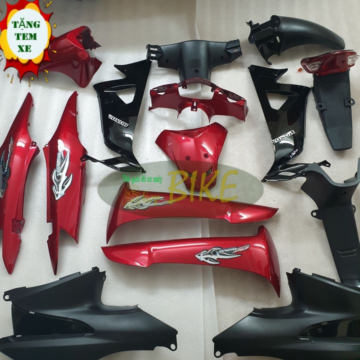 [KÈM TEM ] Vỏ nhựa xe máy màu ĐỎ ĐUN ĐEN xe Wave RS / Wave S100 / Wave alpha đời xe 2006-2016 , dàn áo nhựa xe máy