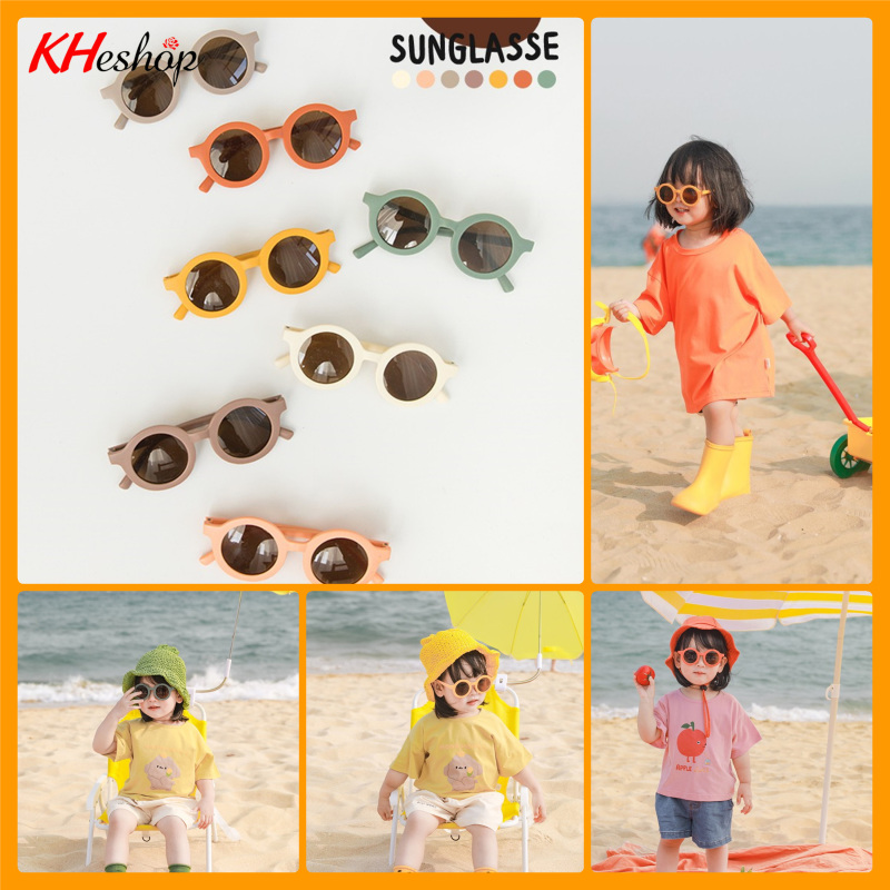 Giá bán Kính thời trang cho bé phong cách Hàn Quốc, kính đi nắng chống tia cực tím mặt tròn đủ màu sắc mã 1593