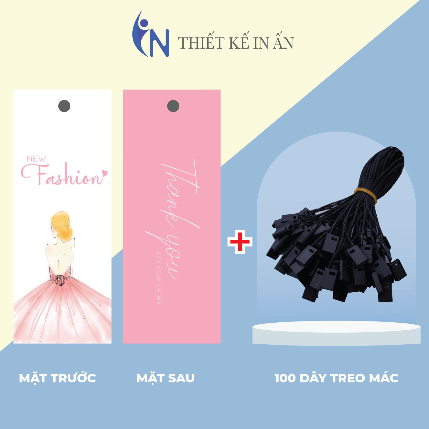 [HCM]Combo Mác quần áo 100 mác + 100 Dây Treo Thẻ Bài - Dây Dù Xâu Tag (Mác) Quần Áo
