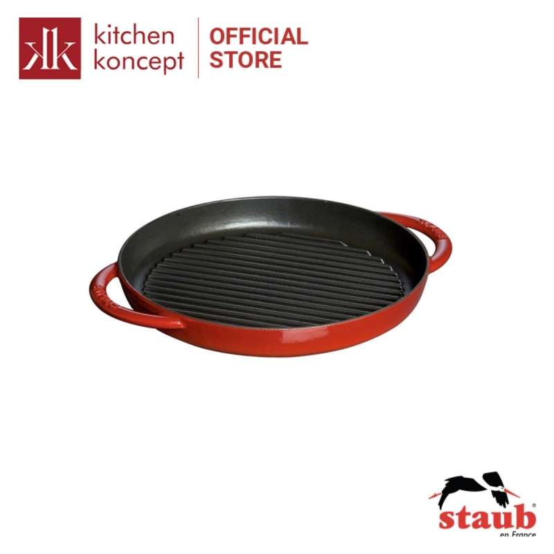 [Trả góp 0%] Staub – Chảo nướng màu đỏ cherry – 26cm