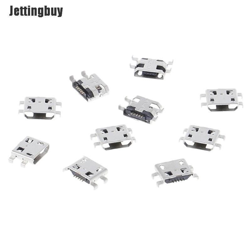 Jettingbuy 10 Pcs type B micro usb 5 pin female charger mount jack connector port socket