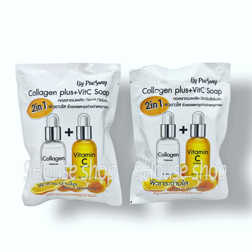 (By PIWSUAY) 01 Xà phòng Collagen plus + Vit C 2in1 Thái Lan 80gram