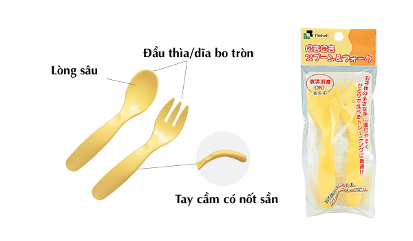 Bộ thìa dĩa cong RICHELL cho bé tập ăn dặm