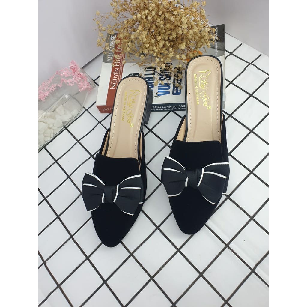 Giày sục nơ mũi nhọn - Giày sục nữ thời trang