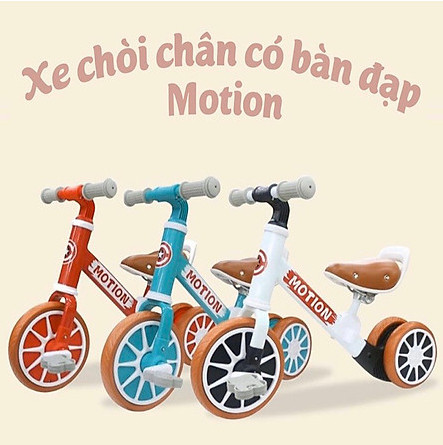 Xe chòi chân thăng bằng cho bé MOTION có bàn đạp 2in1 yên bằng da khung xe