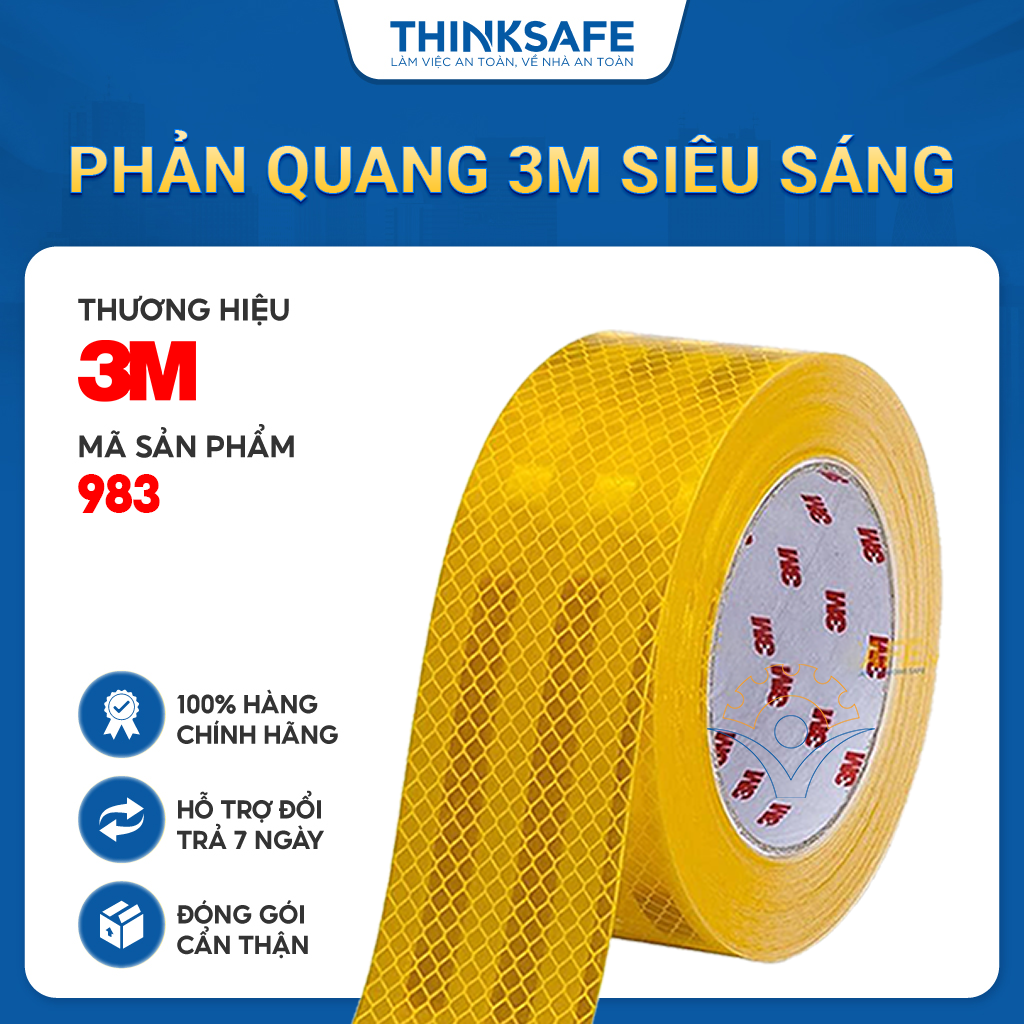 3 M 983 Gold brand reflective tape double light strong diamond structure car sticker motorcycle warning safety-johnsafe