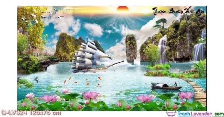 [HCM]Tranh đính đá THUẬN BUỒM XUÔI GIÓ LV324 kích thước 125  x 75CM