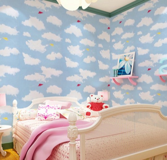 CUỘN 10M X 0.45M DECAL GIẤY DÁN TƯỜNG MÂY XANH NHẠT KEO SẴN BÓC DÁN AA021. Chất liệu PVC không thấm nước bền màu dễ dàng lau chùi và thay đổi decal mới.