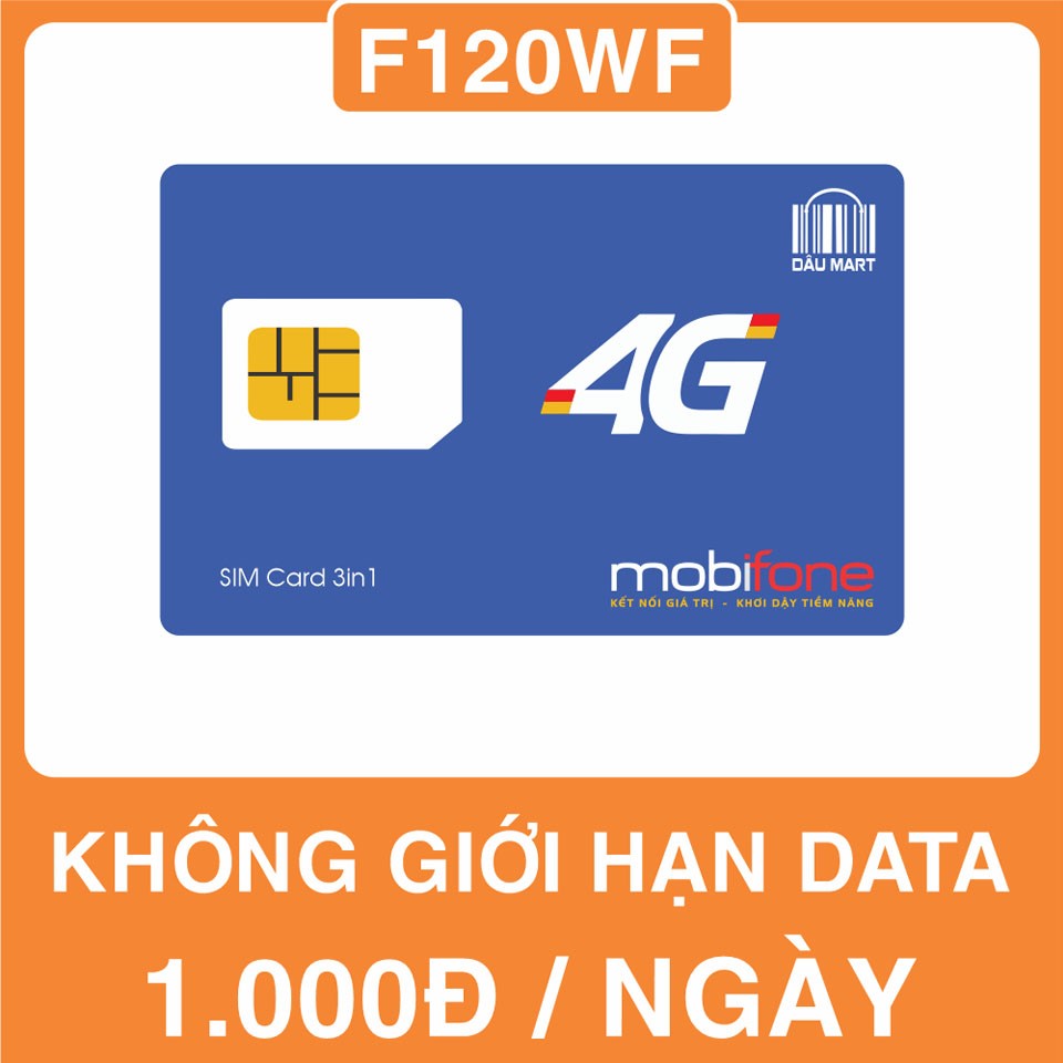 SIM 4G F120WF MAX DATA Mobifone 1 Tỷ GB/Tháng, Dùng Không Giới Hạn DATA - DMC Telecom