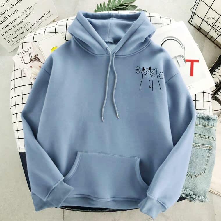 Áo hoodie logo mèo bịt mắt DTR1119
