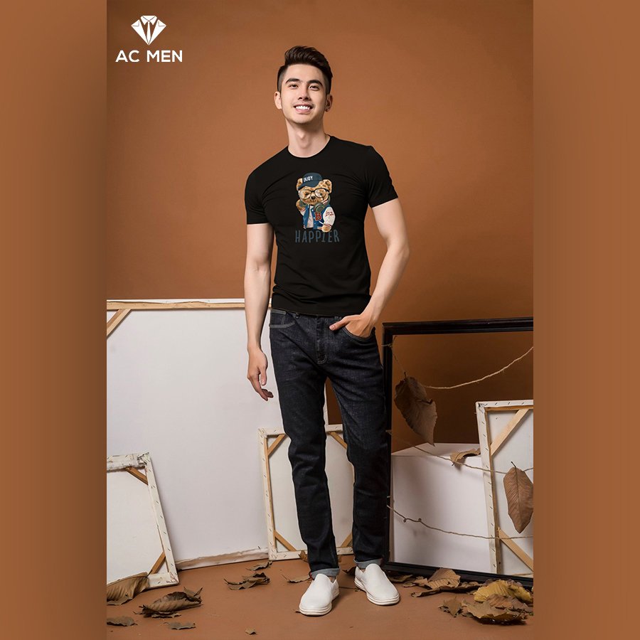 Áo Thun Nam In Hình Gấu HAPPIER - AC MEN