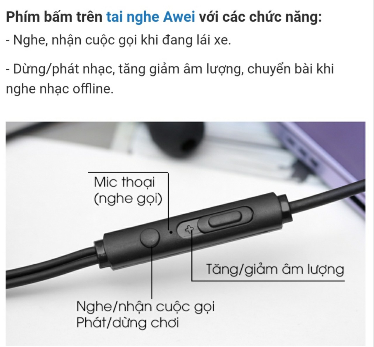 Tai nghe EP Awei Q27Hi Đen 98%