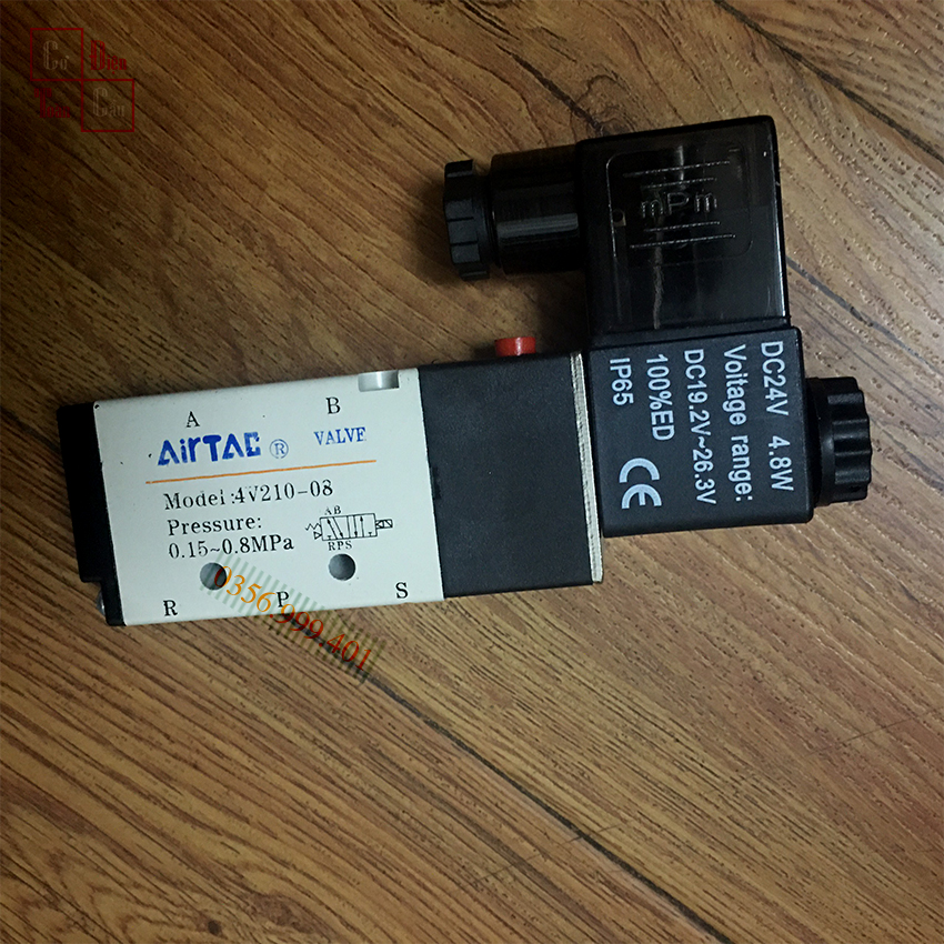 Van điện từ 5/2,Solenoid Valve, Model: 4V210-08 ( ren 13mm ), G1/4