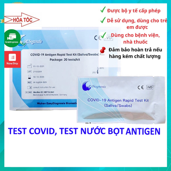 [TRI ÂN KH-HOÀN TIỀN 8%] Test Nhanh Covid Antigen Rapid EDiagnosis- TEST NƯỚC BỌT- An Toàn- Tiện Lợi- Chính Xác nhập khẩu