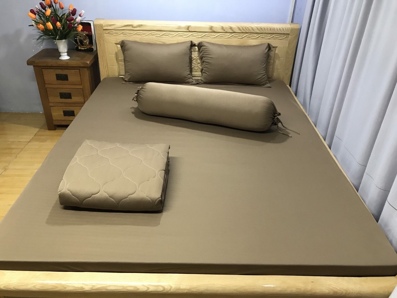 Bộ Chăn drap  thun hàn mát lạnh- set 5món-bộ drap thun cao cấp