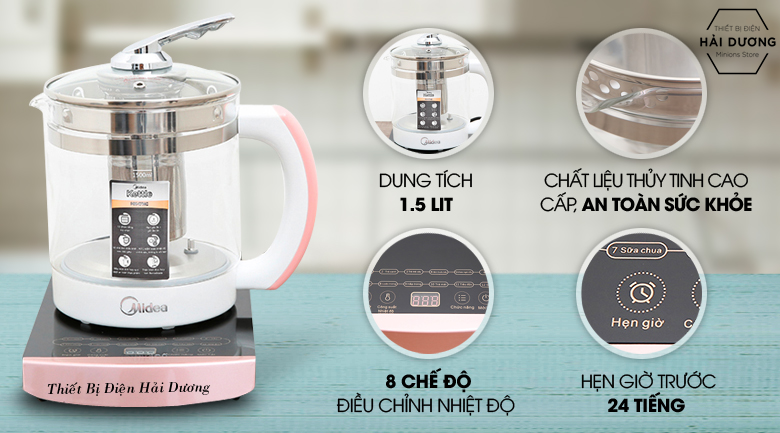 Bình Đun Siêu Tốc Midea 800W 1.5 lít MK-17HC - Bảo hành 2 năm