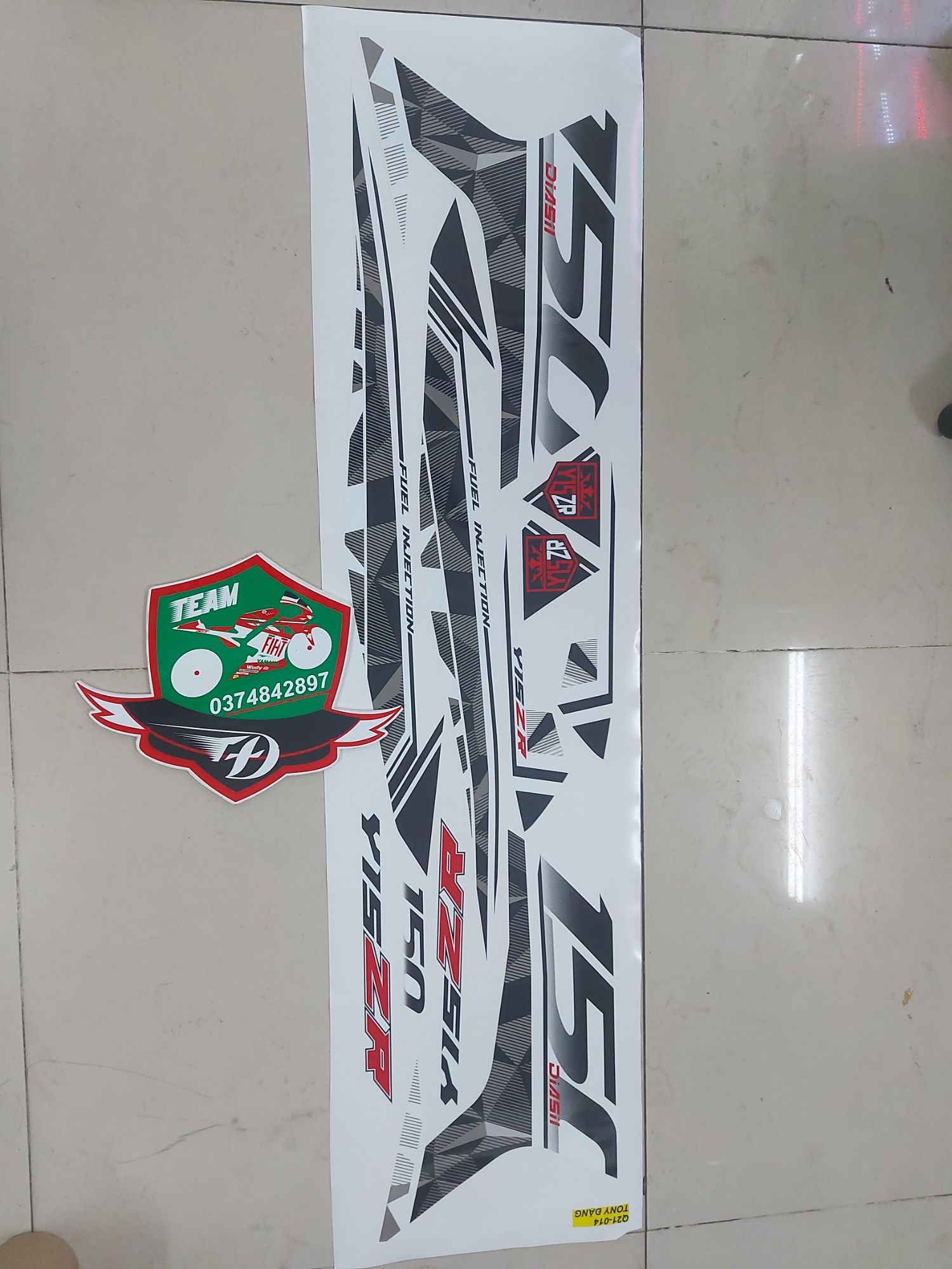 [HCM]Tem xe exciter 150  tem rời 3 lớp trắng cao cấp