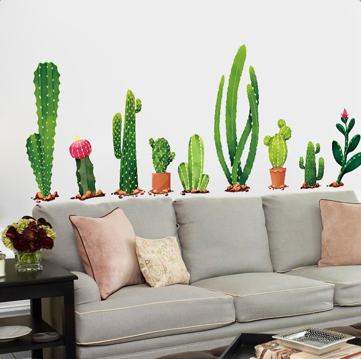 Decal dán tường Hàng xương rồng