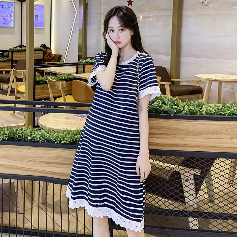 [HCM]Đầm bầu suông thun sọc kẻ DN21