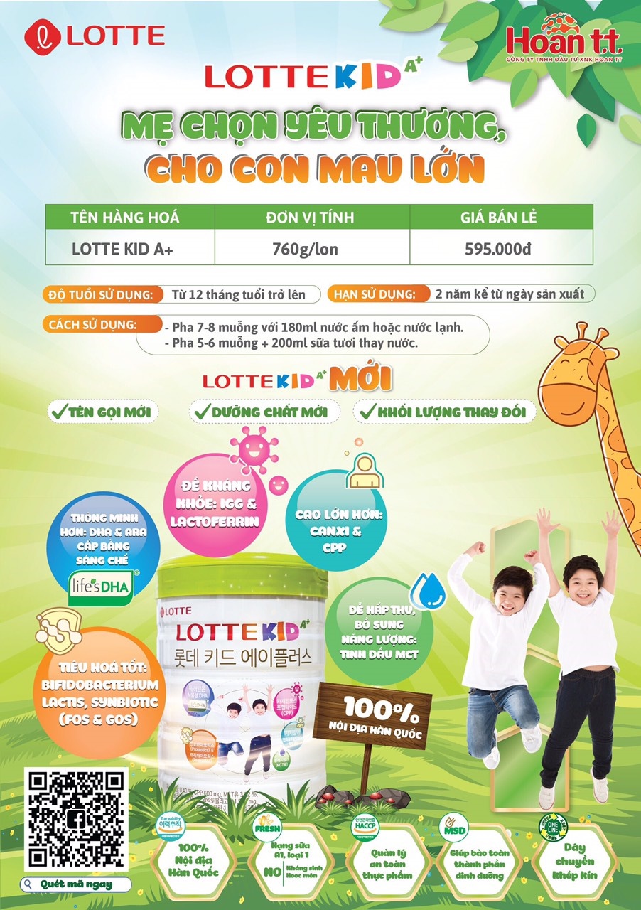 Sữa lottekid + hàng nội địa hàn quốc 760g.