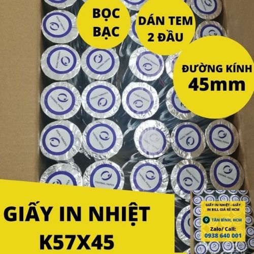 Combo 100 Cuộn giấy In Nhiệt K57-45 Dùng Cho Máy in Bill Xprinter XP-58IIH