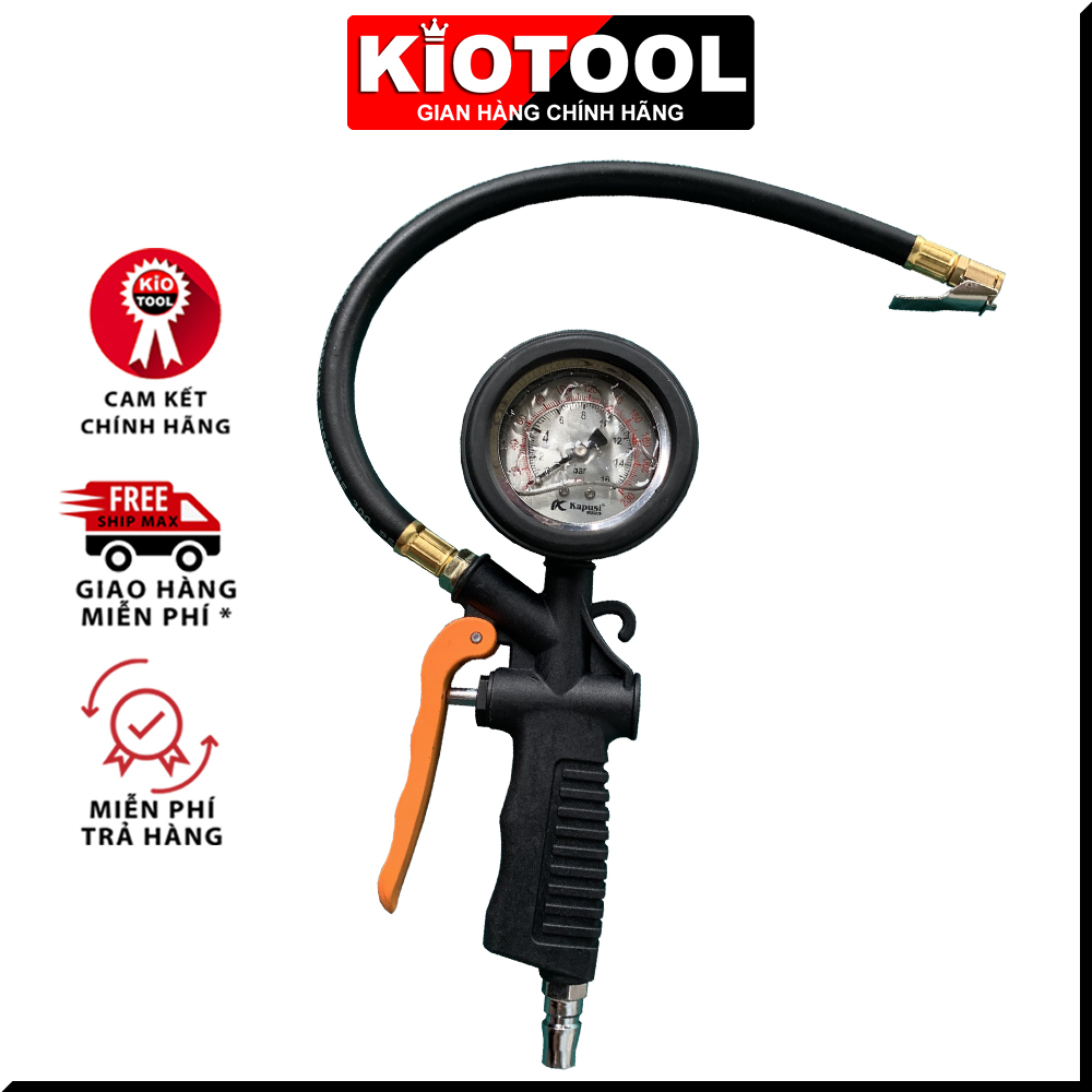 Đầu vòi bơm ô tô - xe máy -đồng hồ đo lốp xe Nhật Kapusi - Bảo Hành 5 năm