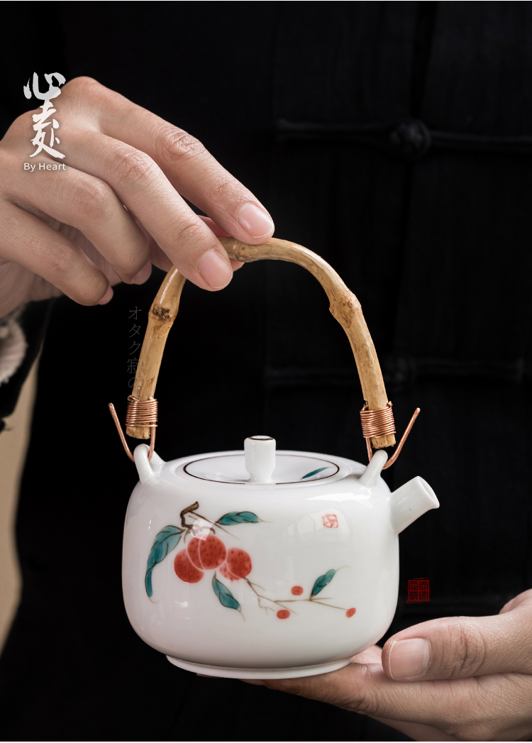 Ấm Trà Sứ Trắng Bạch Định pha trà đạo 260 ml