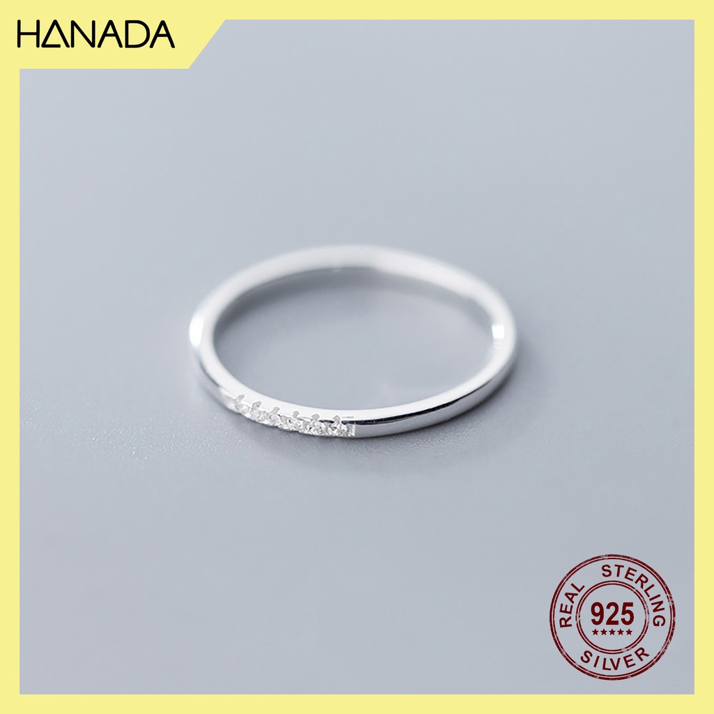 [HCM] Nhẫn Bạc 925 Hanada Nửa Vòng Đá 0077