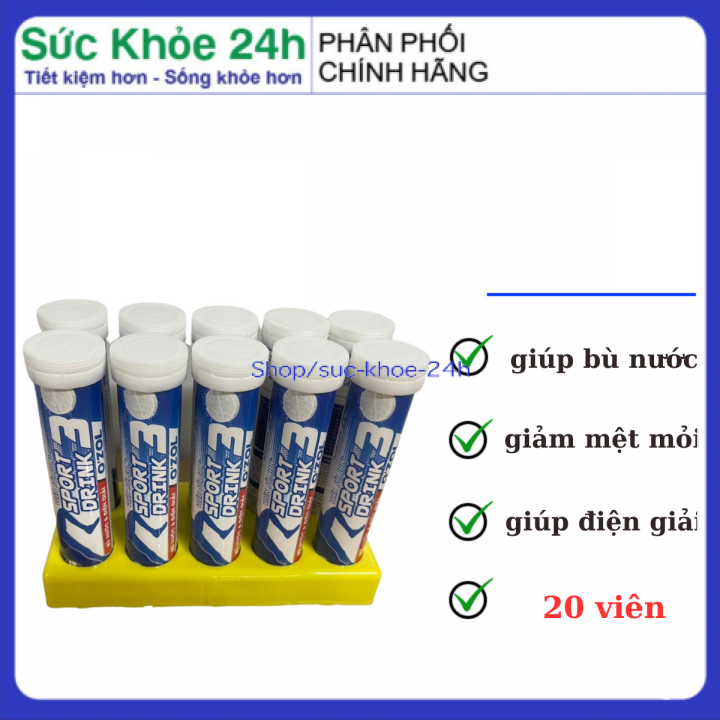 Viên sủi Bù điện giải sport drink ozol giúp bù nước cho cơ thể lốc 10 tuýp 20 viên