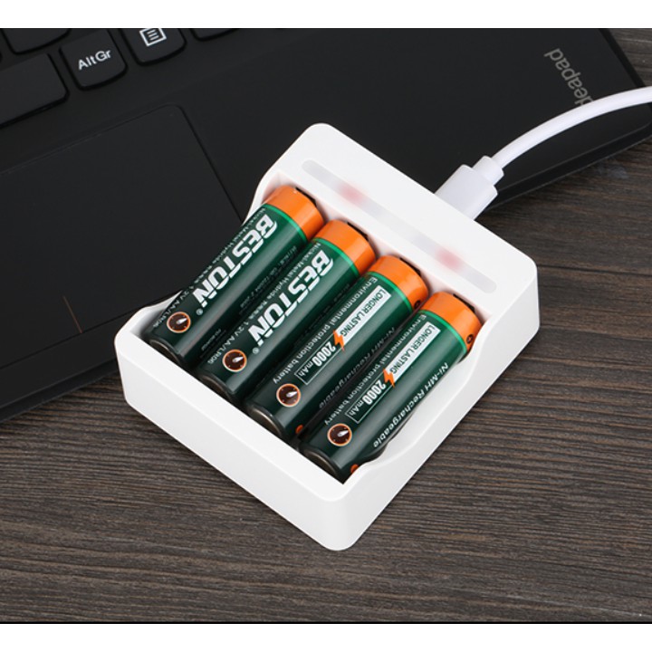 Combo Sạc Beston C8002 và pin sạp 2A 3A dung lượng lớn