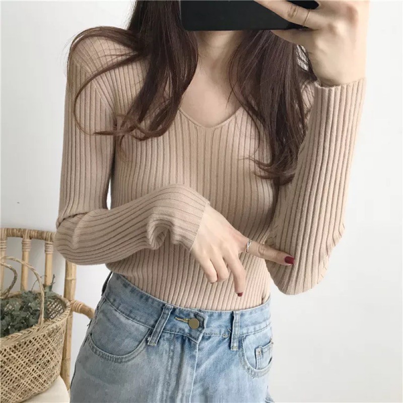 ÁO LEN LÔNG CỪU CỔ TIM - Loại 1