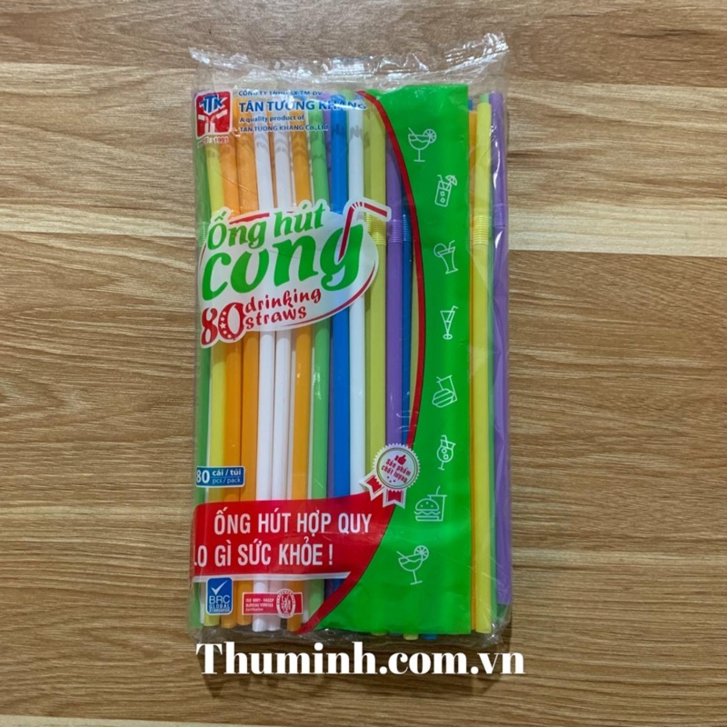 Ống Hút Màu Cong Gập Đầu Bịch 80 Cái