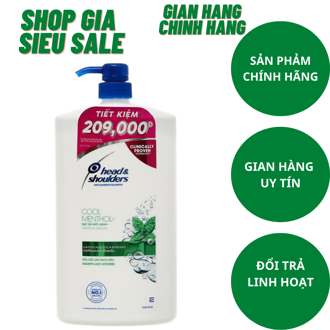 Dầu gội sạch gàu Head & Shoulders bạc hà mát lạnh 1.2 lít