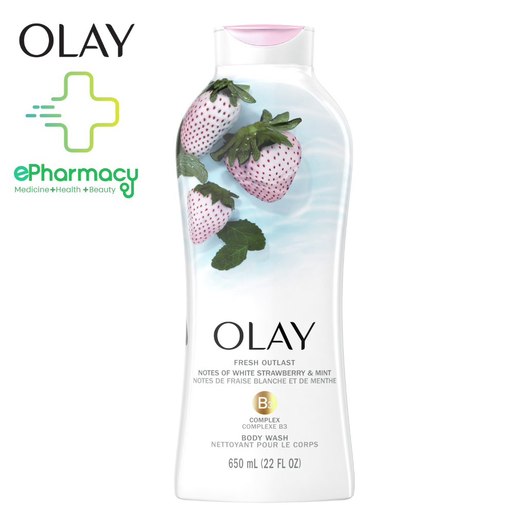 Sữa Tắm Olay Fresh Outlast White Strawberry & Mint Body Wash hương dâu và bạc hà tươi mát dài lâu 650ml