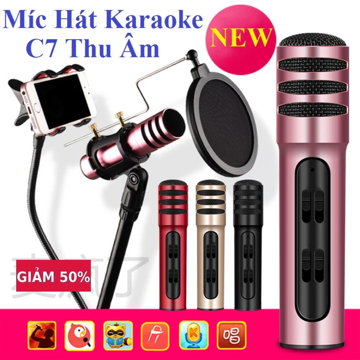 Micro Thu Âm Livestream C7 - Bảo Hành 06 Tháng 1 Đổi 1 Combo Hát Livestream Microphone Phòng Thu Sound Card Thu Âm ( Loại 1 Tặng Kèm Bộ Phụ Kiện )