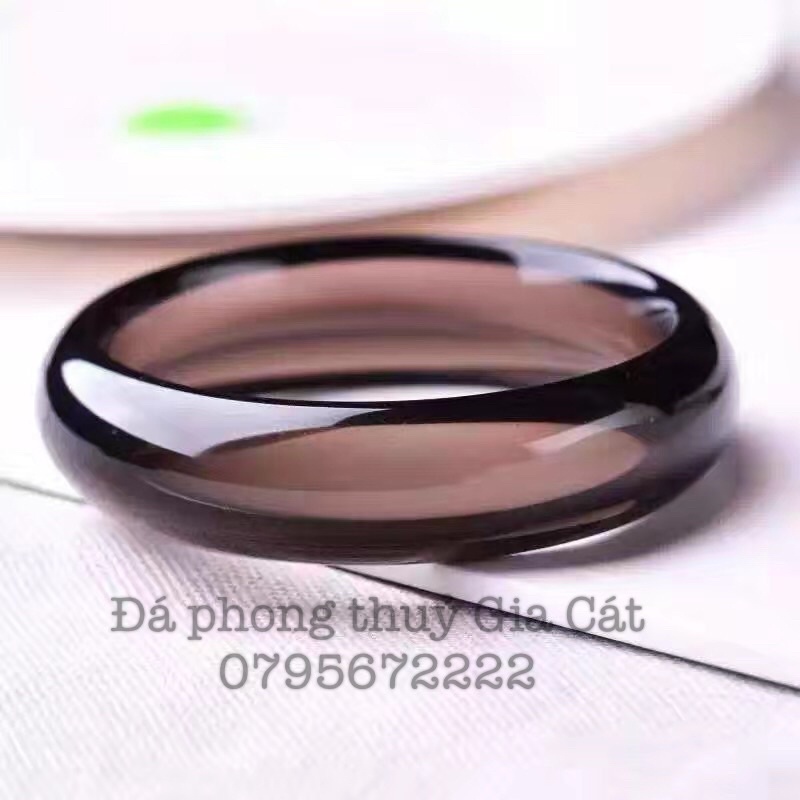 Vòng tay bản liền đá thạch anh khói 10A siêu vip kiểm định