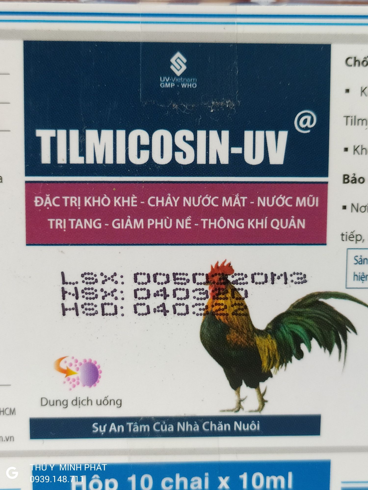 2 CHAI TILMICOSIN UV LỌ 10ML