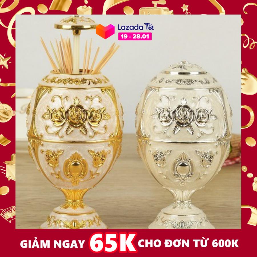 Lọ đựng tăm hoàng gia cao cấp nắp bật