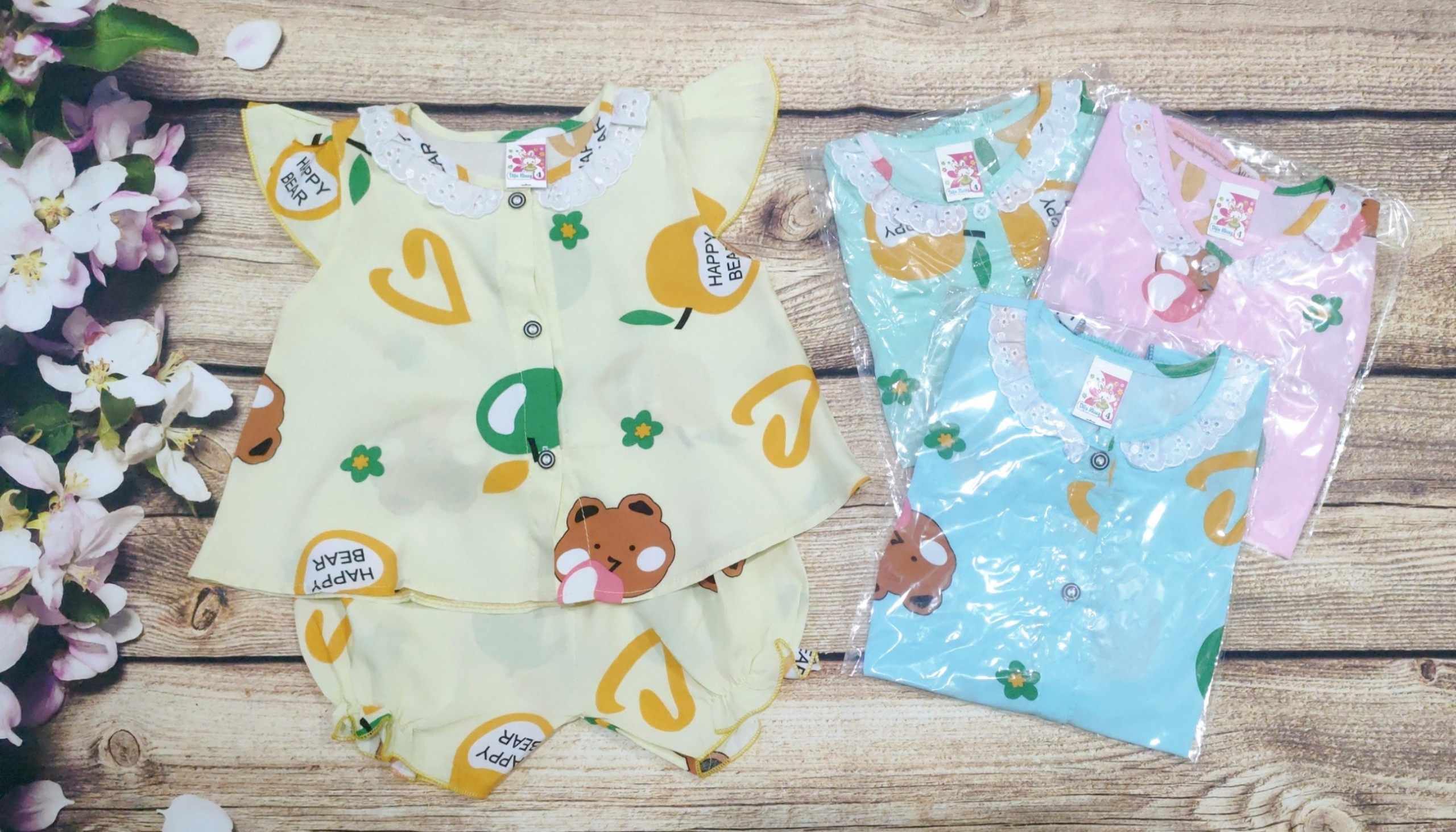 Bộ Tole Khuy Giữa Bé (4-8kg) (giao màu ngẫu nhiên)
