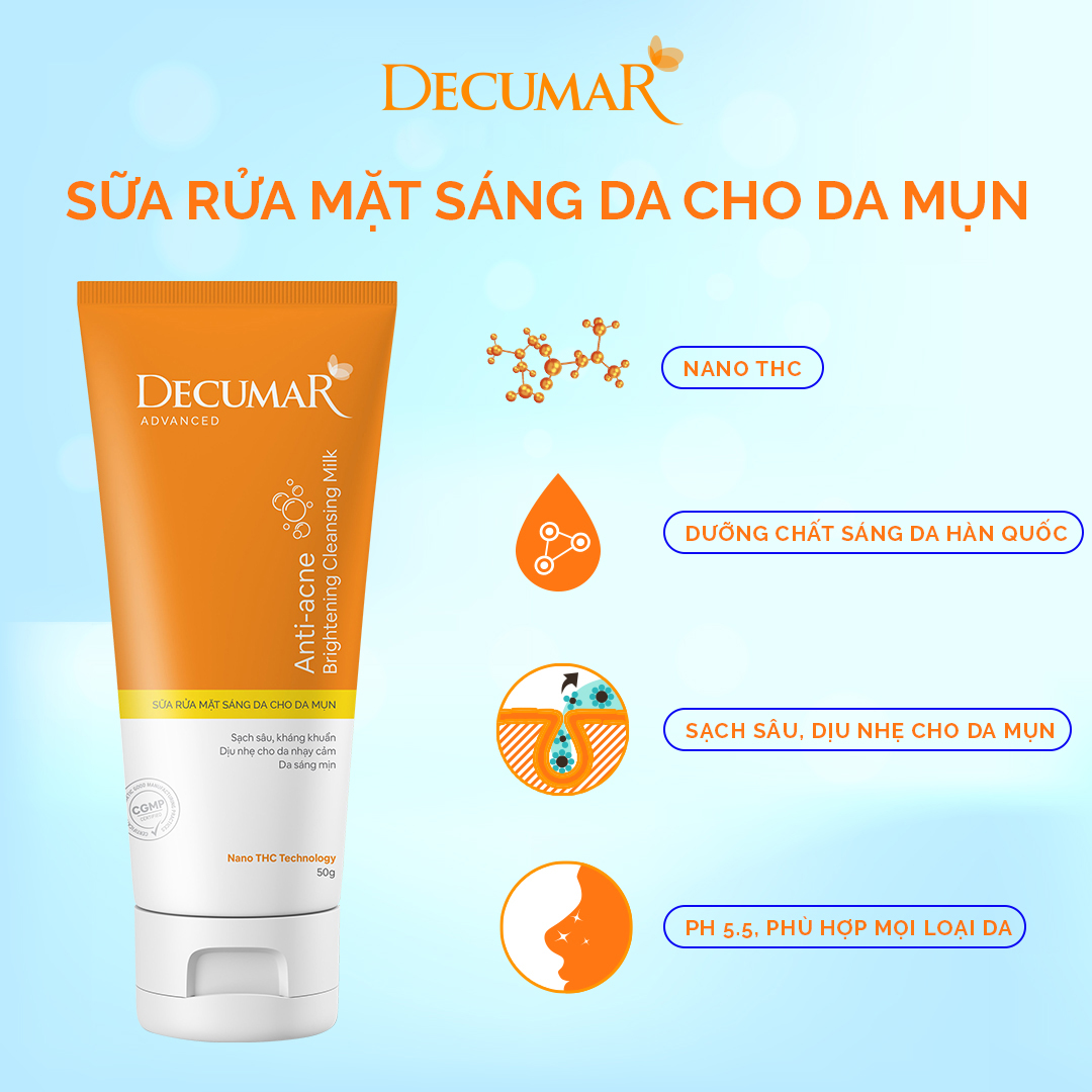 SỮA RỬA MẶT NGỪA MỤN SÁNG DA DECUMAR