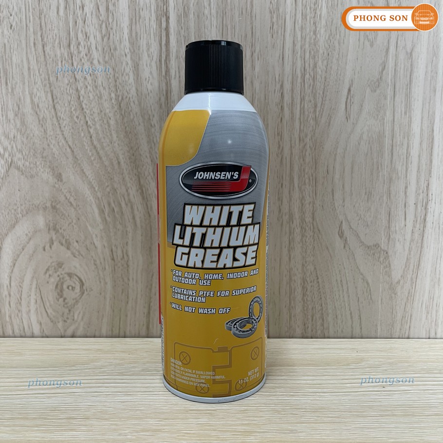 Chai xịt mỡ bôi trơn đa dụng Johnsen White Lithium Grease (mỡ bò nước Johnsen)