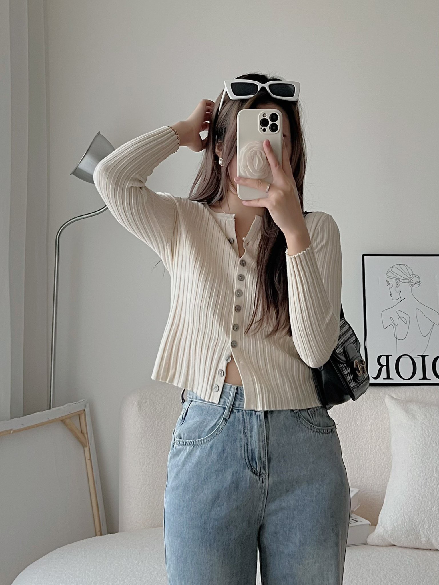 Áo len nữ cài cúc kiểu len tăm siêu co giãn, chất len mềm mịn