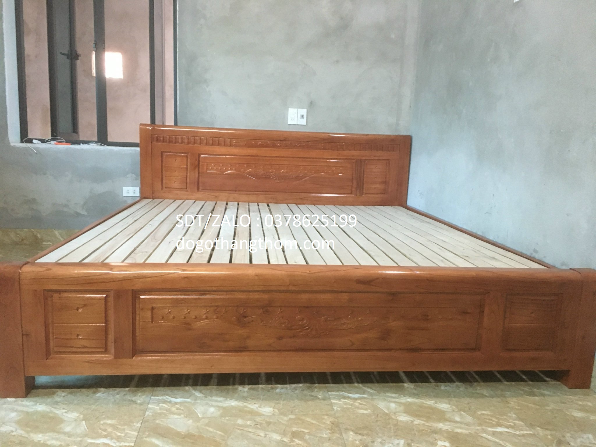 giường ngủ gỗ xoan đào phòng ngủ