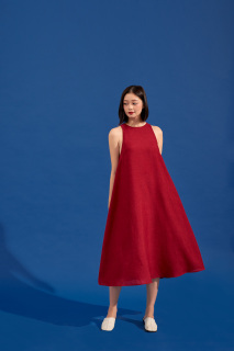 Đầm dài cổ yếm nữ DOTTIE màu đỏ tươi - D0175  sản phẩm ở ngoài sẽ đỏ tươi thumbnail